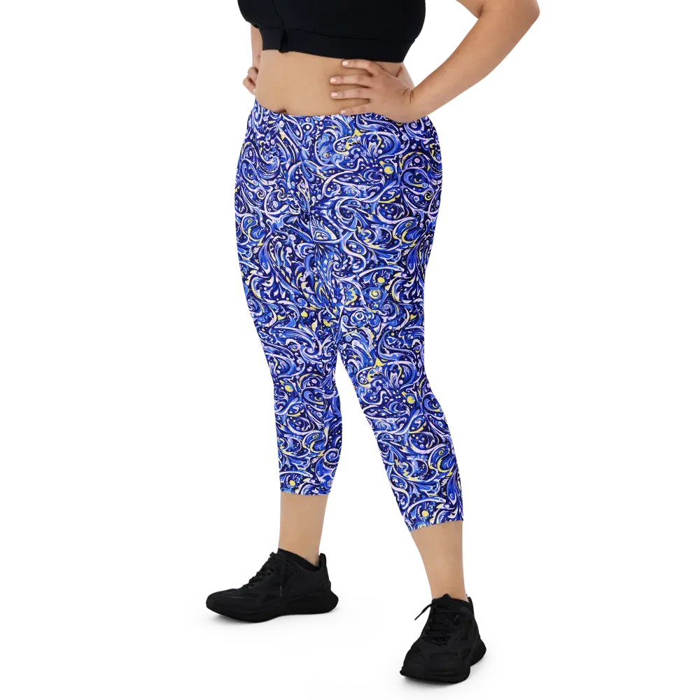 Cobalt Rapture on Capri Leggings — Front