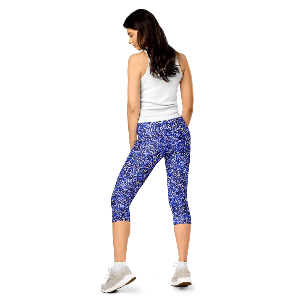 Cobalt Rapture on Capri Leggings — Back
