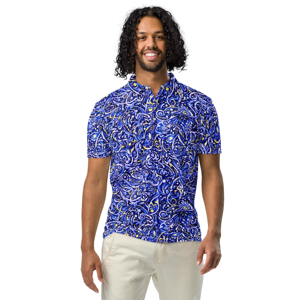 Cobalt Rapture on Men's Slim Fit Polo Shirt — Front