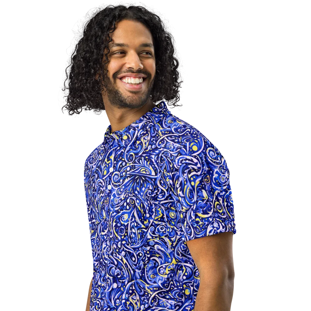 Cobalt Rapture on Men's Slim Fit Polo Shirt — Left Front