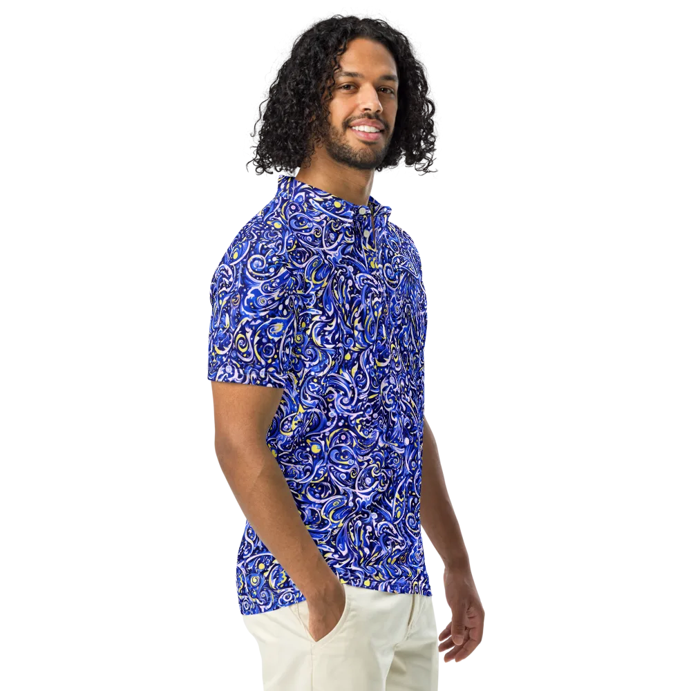 Cobalt Rapture on Men's Slim Fit Polo Shirt — Right Front