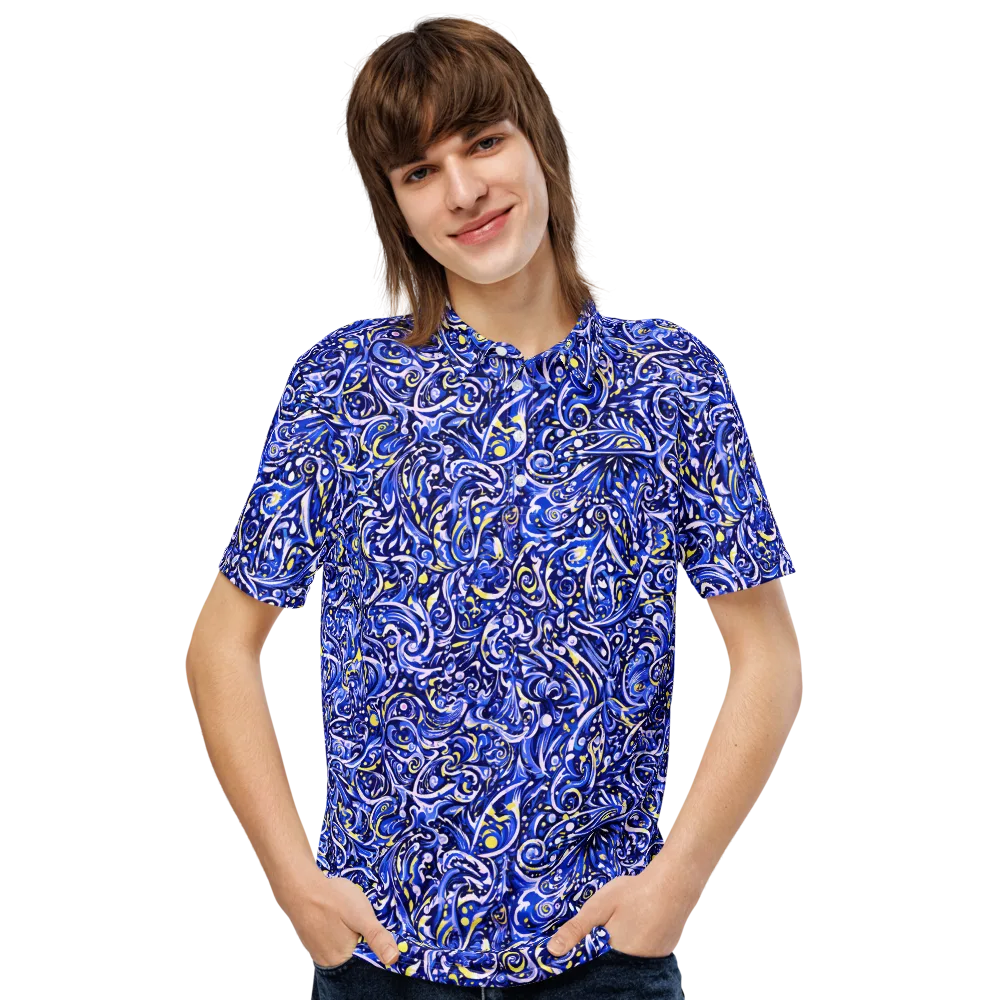 Cobalt Rapture on Men's Slim Fit Polo Shirt — Front
