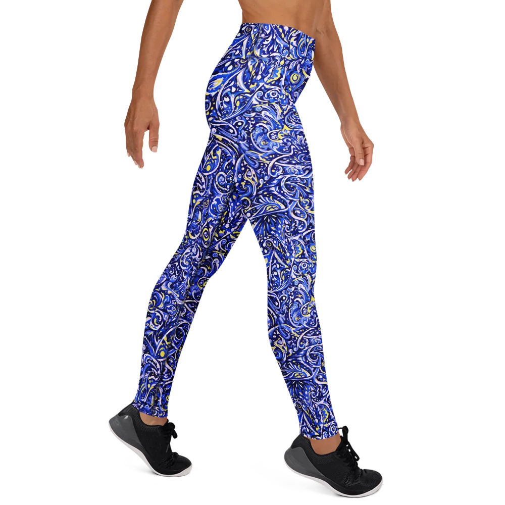 Cobalt Rapture on Yoga Leggings — Right