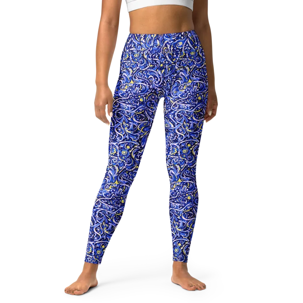 Cobalt Rapture on Yoga Leggings — Front