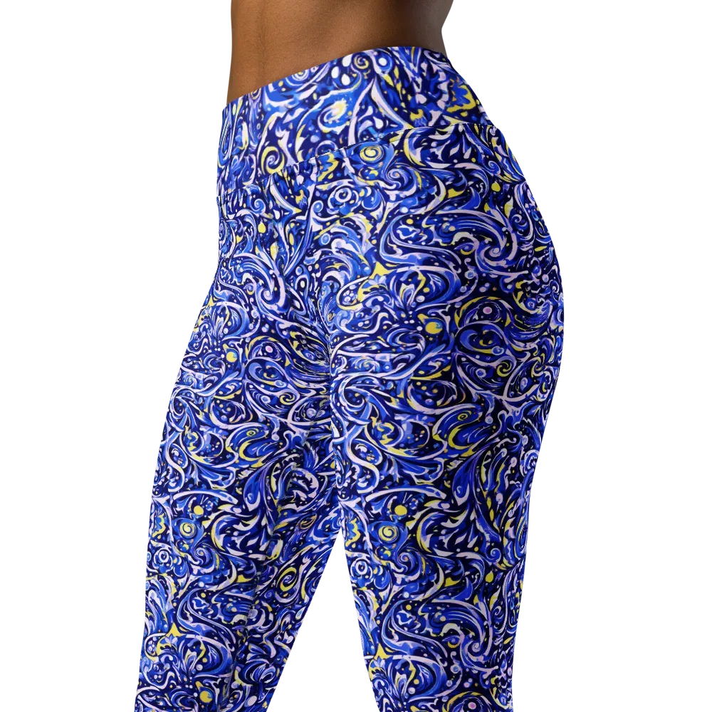 Cobalt Rapture on Yoga Leggings — Left Front