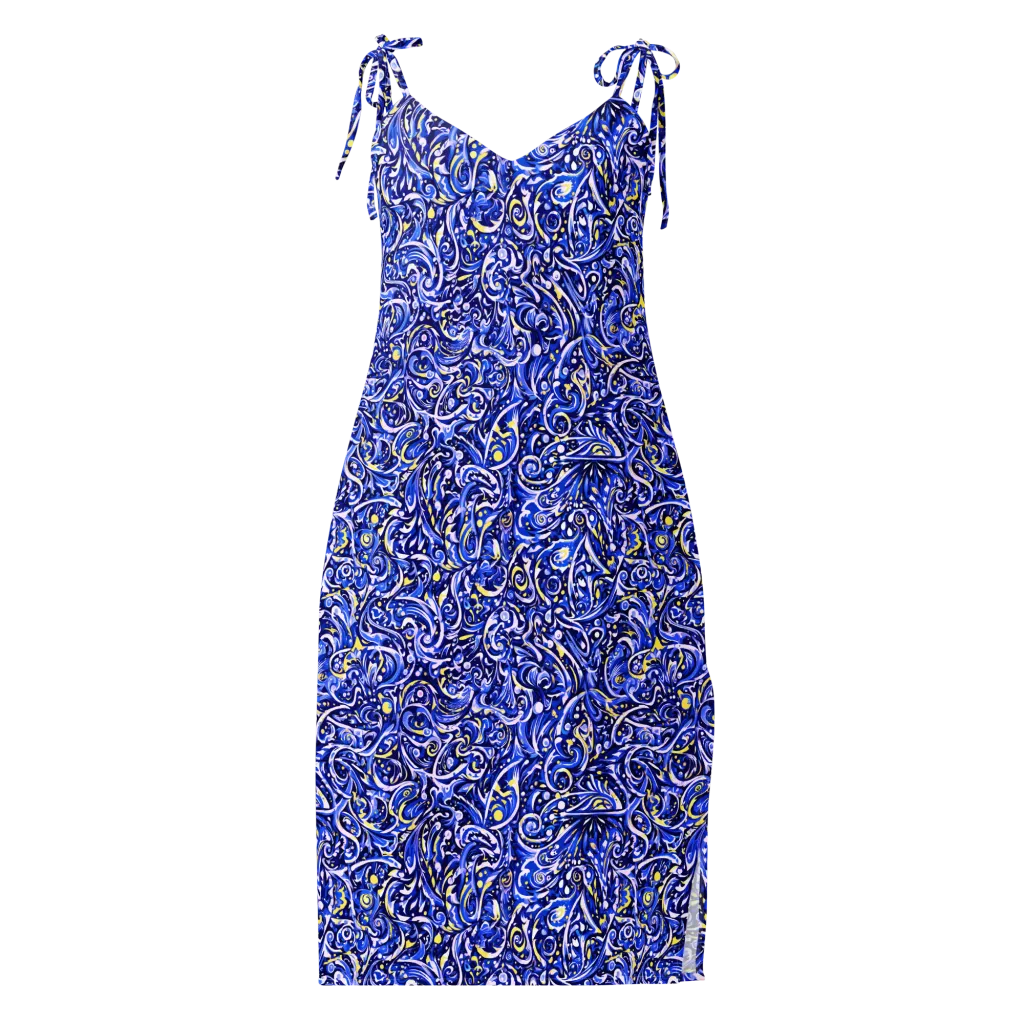 Cobalt Rapture on Slip Dress — Front