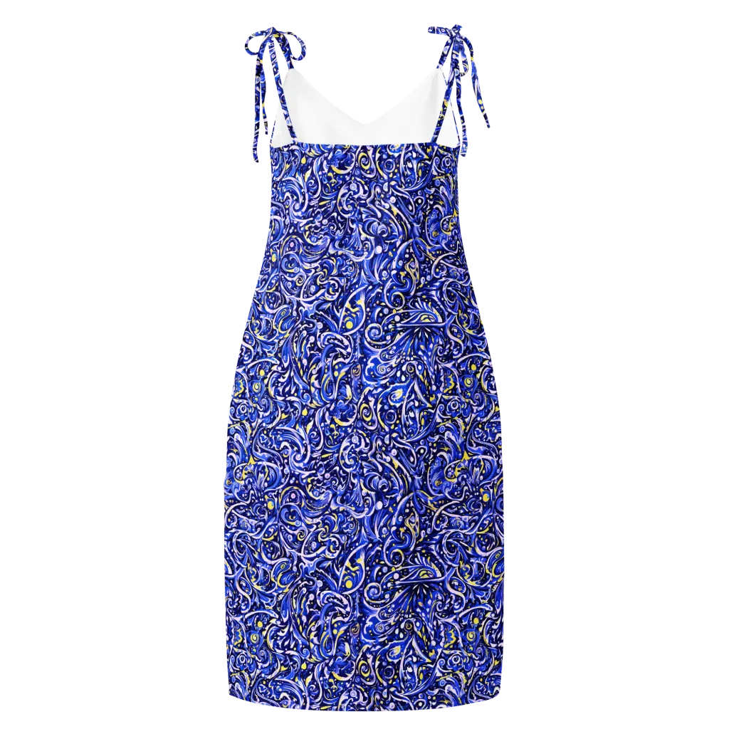 Cobalt Rapture on Slip Dress — Back