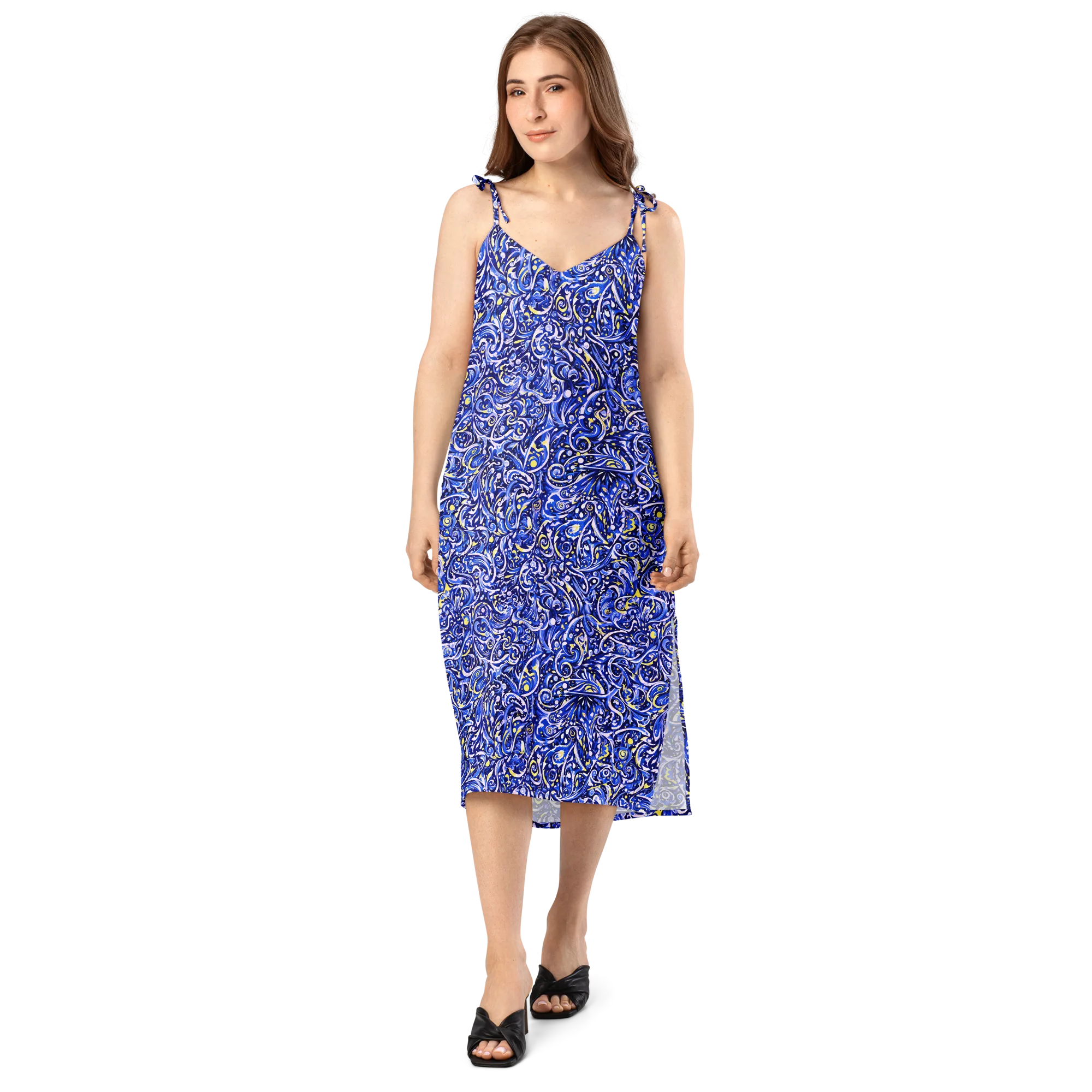 Cobalt Rapture on Slip Dress — Front