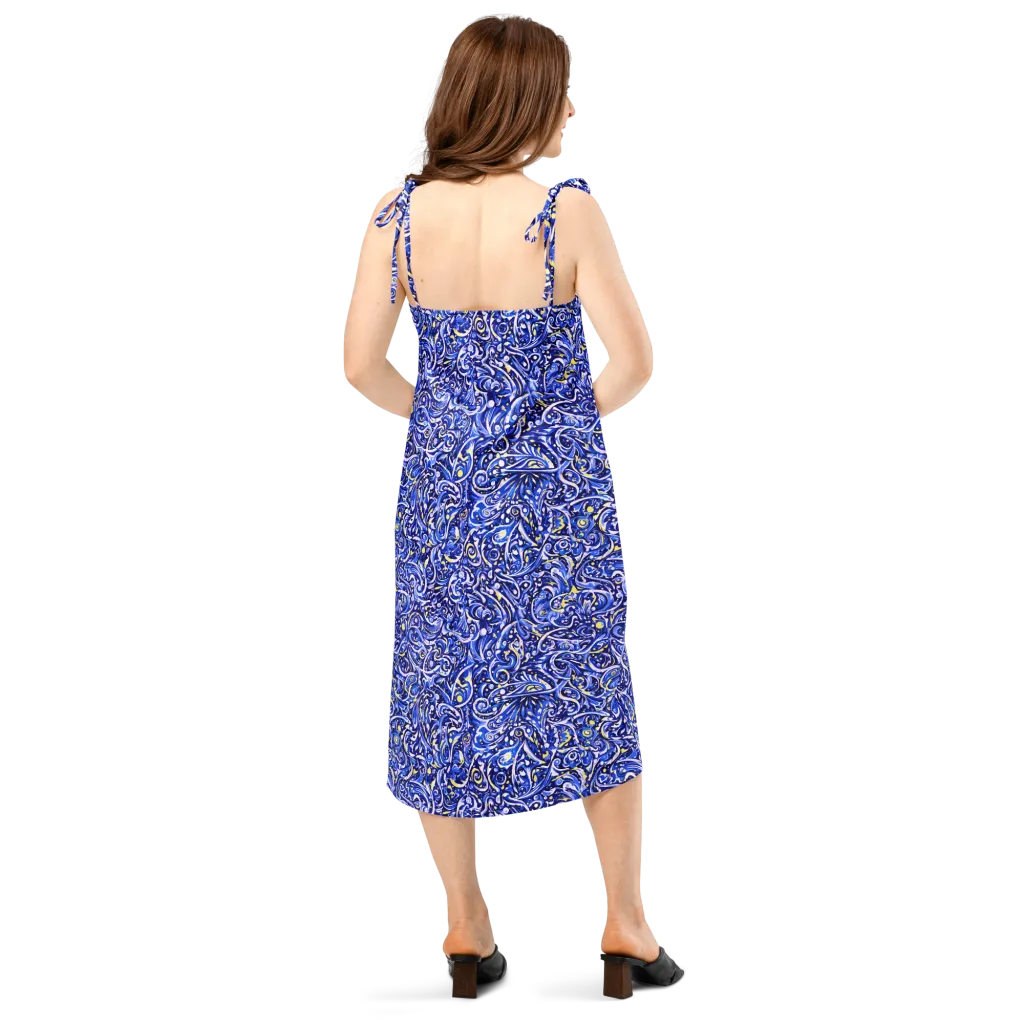 Cobalt Rapture on Slip Dress — Back