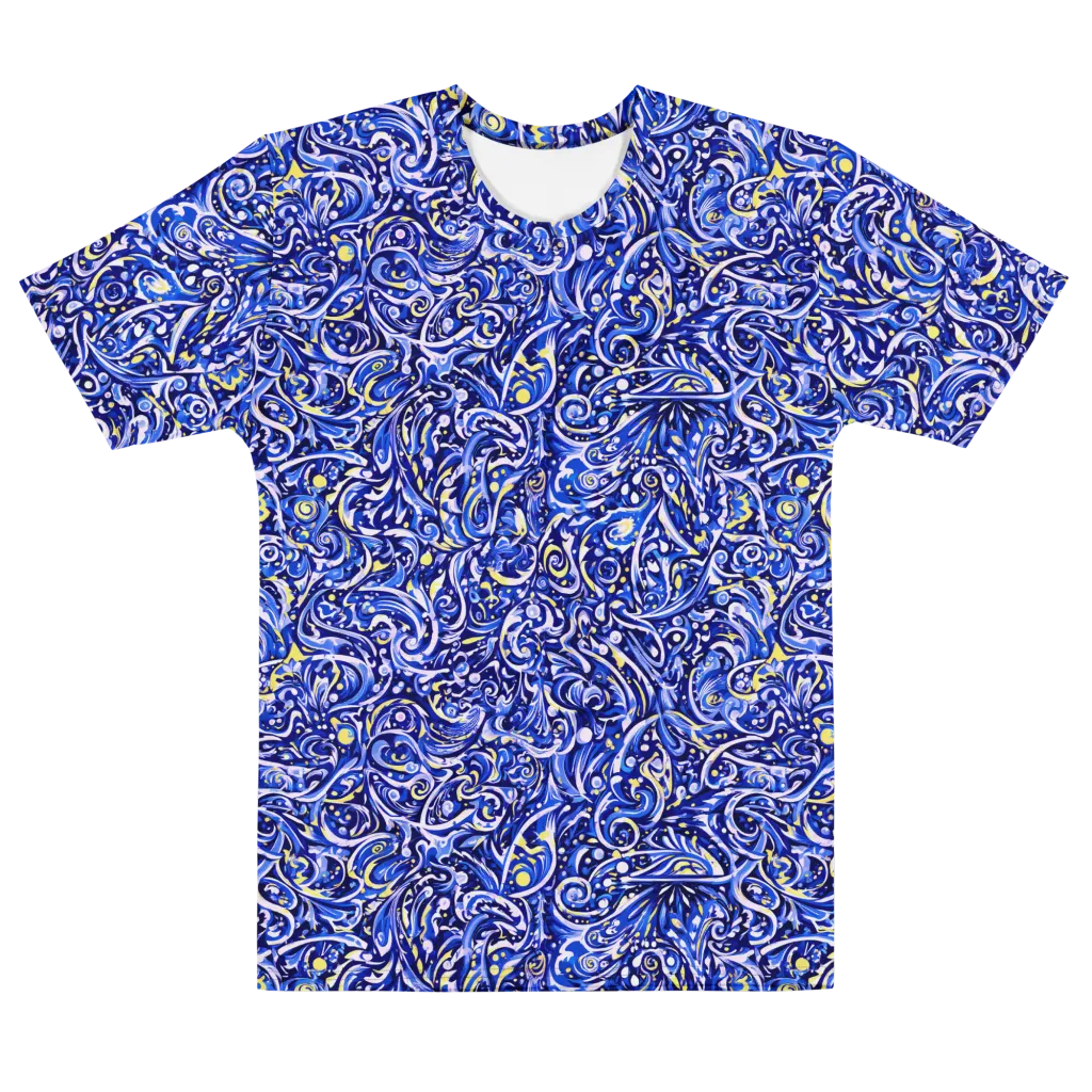 Cobalt Rapture on Men's Cotton Crew Neck T-Shirt — Front