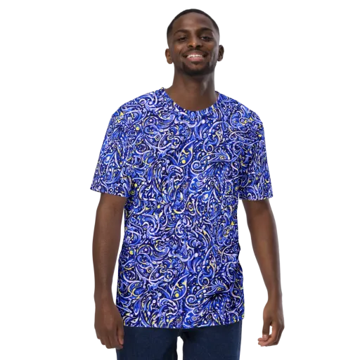 Cobalt Rapture on a Men's Crew Neck T-Shirt