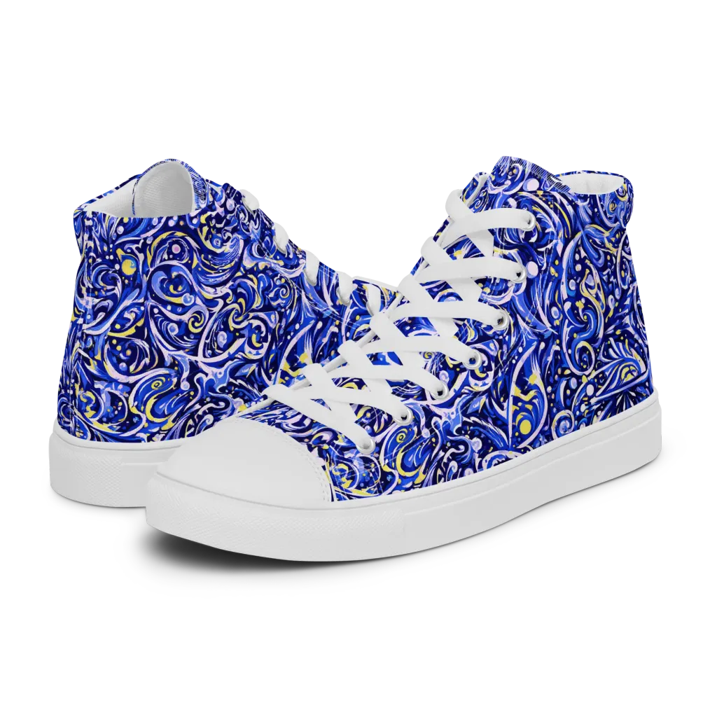 Cobalt Rapture on Men's High Top Canvas Shoes — Left