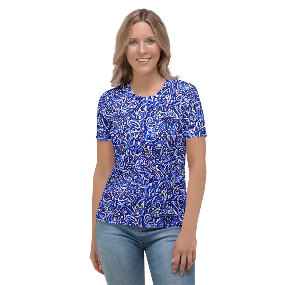 Cobalt Rapture on Women's Crew Neck T-Shirt — Front