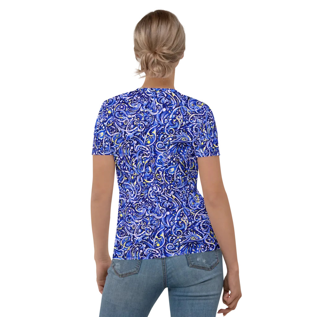 Cobalt Rapture on Women's Crew Neck T-Shirt — Back