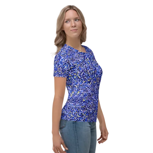 Cobalt Rapture on a Women's Crew Neck T-Shirt