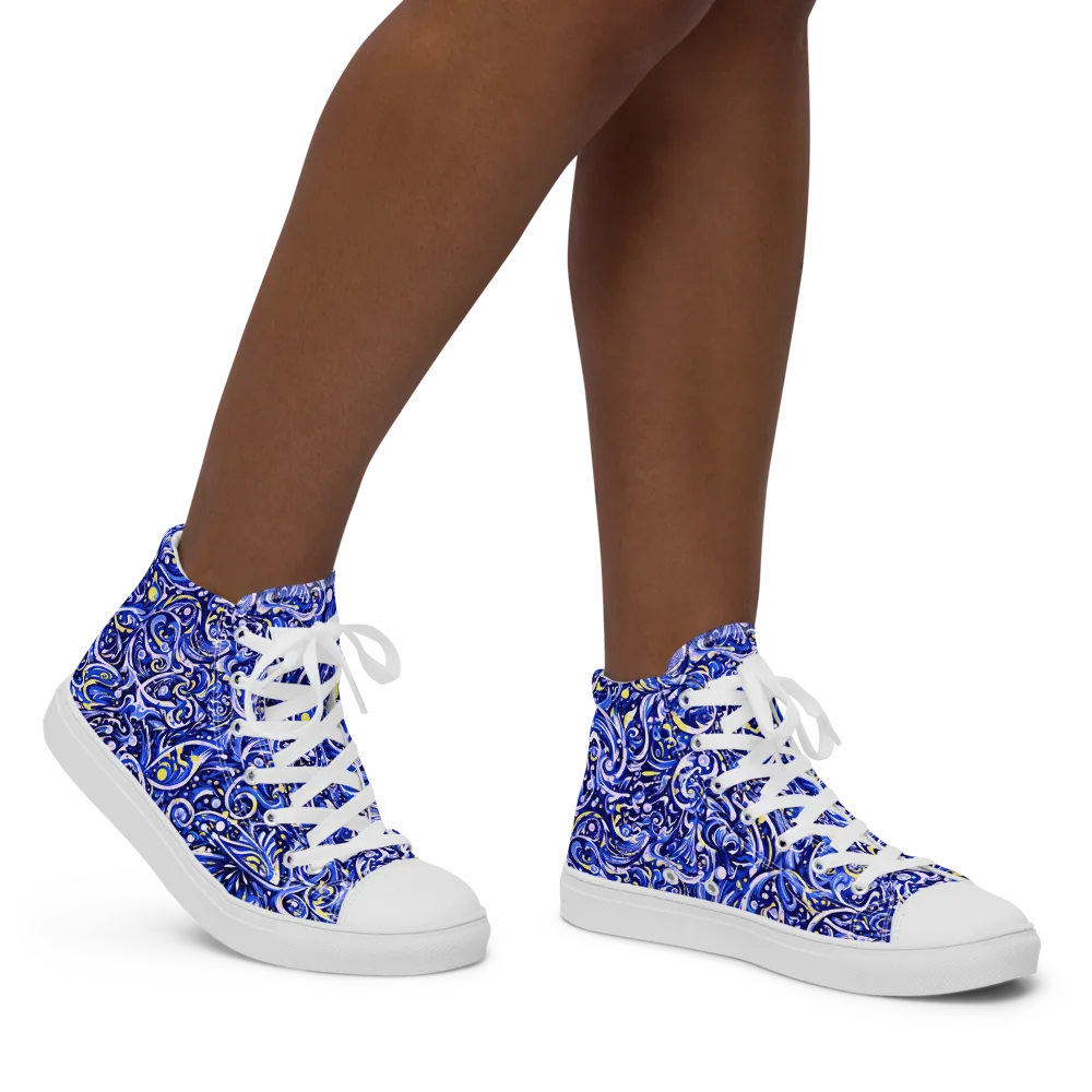 Cobalt Rapture on Women's High Top Canvas Shoes — Right