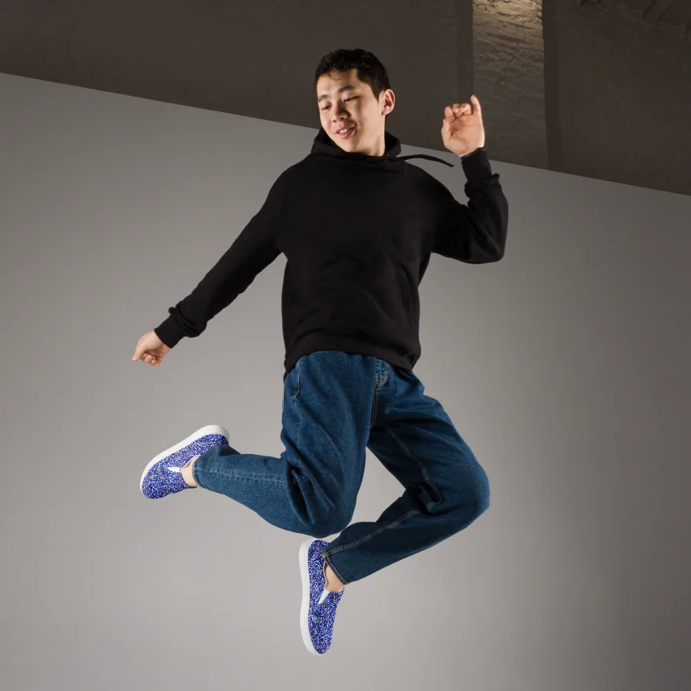 Cobalt Rapture on Men's Slip-On Canvas Shoes — Right Front