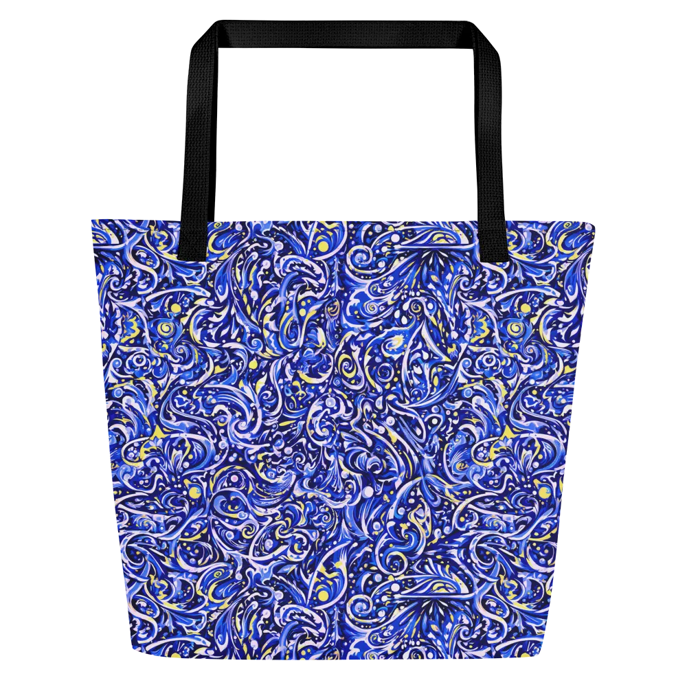 Cobalt Rapture on Large Tote Bag W/ Pocket — Front