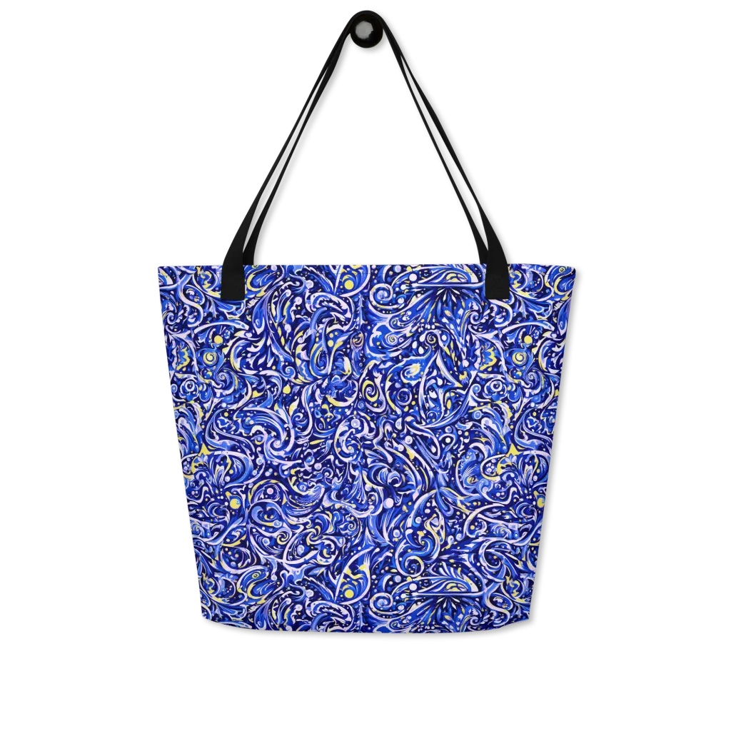Cobalt Rapture on Large Tote Bag W/ Pocket — Front