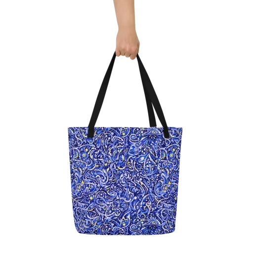 Cobalt Rapture on a Large Tote Bag W/ Pocket