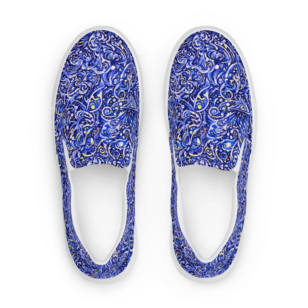 Cobalt Rapture on Women's Slip-On Canvas Shoes — Front