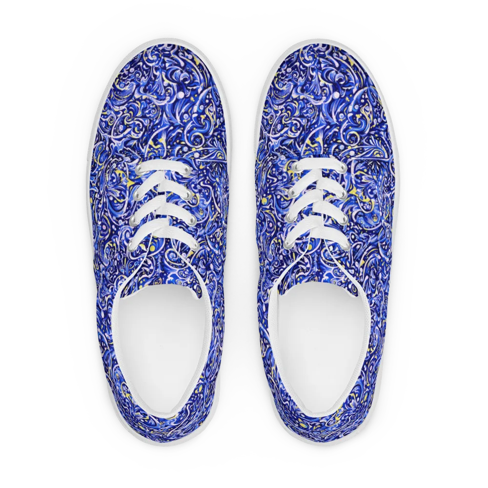 Cobalt Rapture on Men's Lace-Up Canvas Shoes — Front