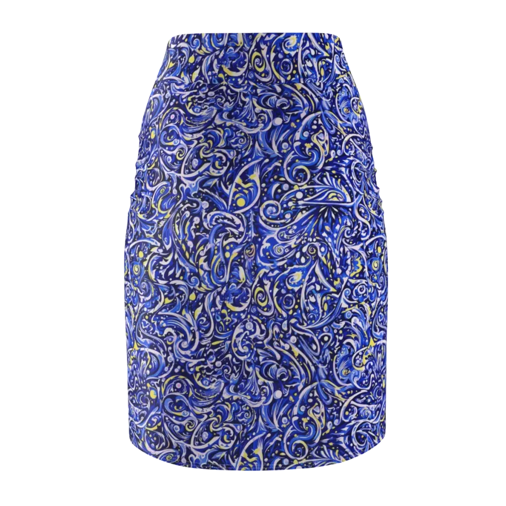 Cobalt Rapture on Pencil Skirt — Back