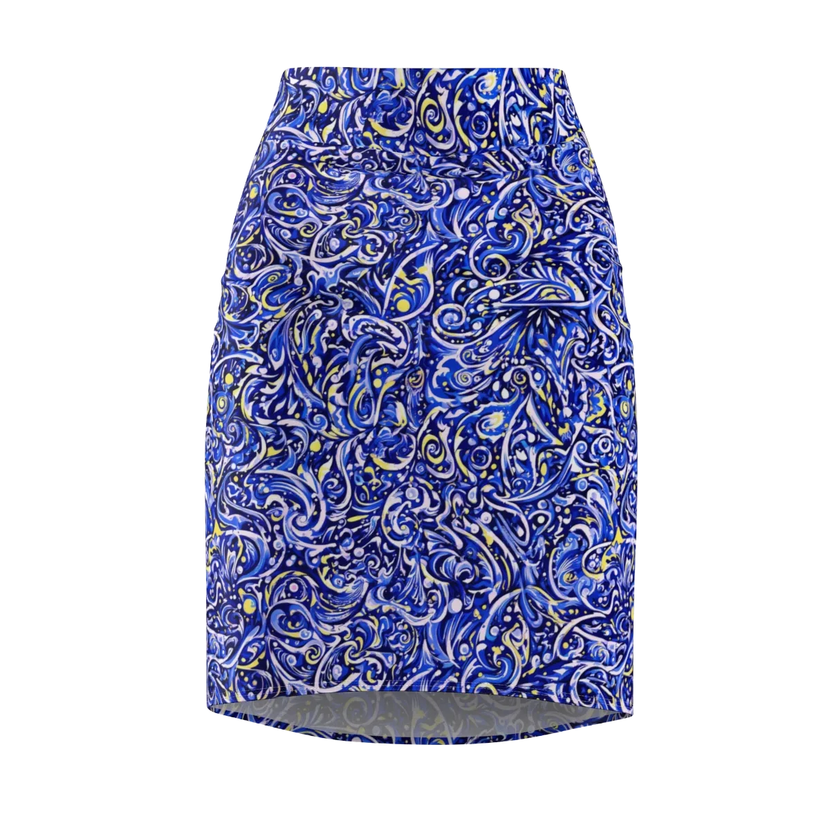 Cobalt Rapture on Pencil Skirt — Front