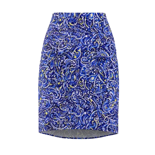 Cobalt Rapture on a Pencil Skirt