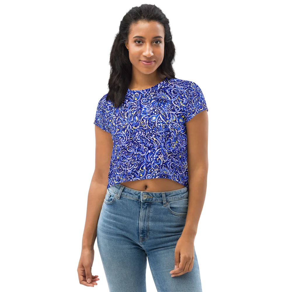 Cobalt Rapture on Crop Tee — Front