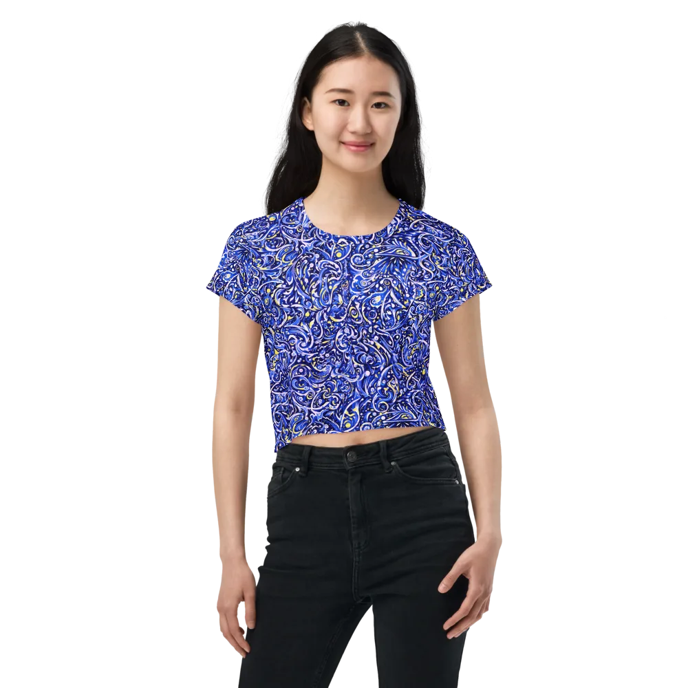 Cobalt Rapture on Crop Tee — Front