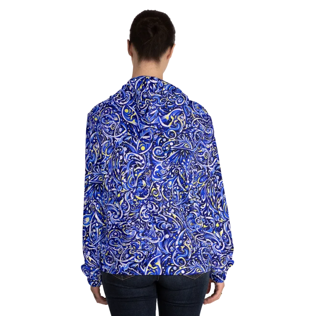 Cobalt Rapture on Women's Full-Zip Hoodie — Back On Person