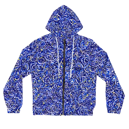 Cobalt Rapture on a Women's Full-Zip Hoodie