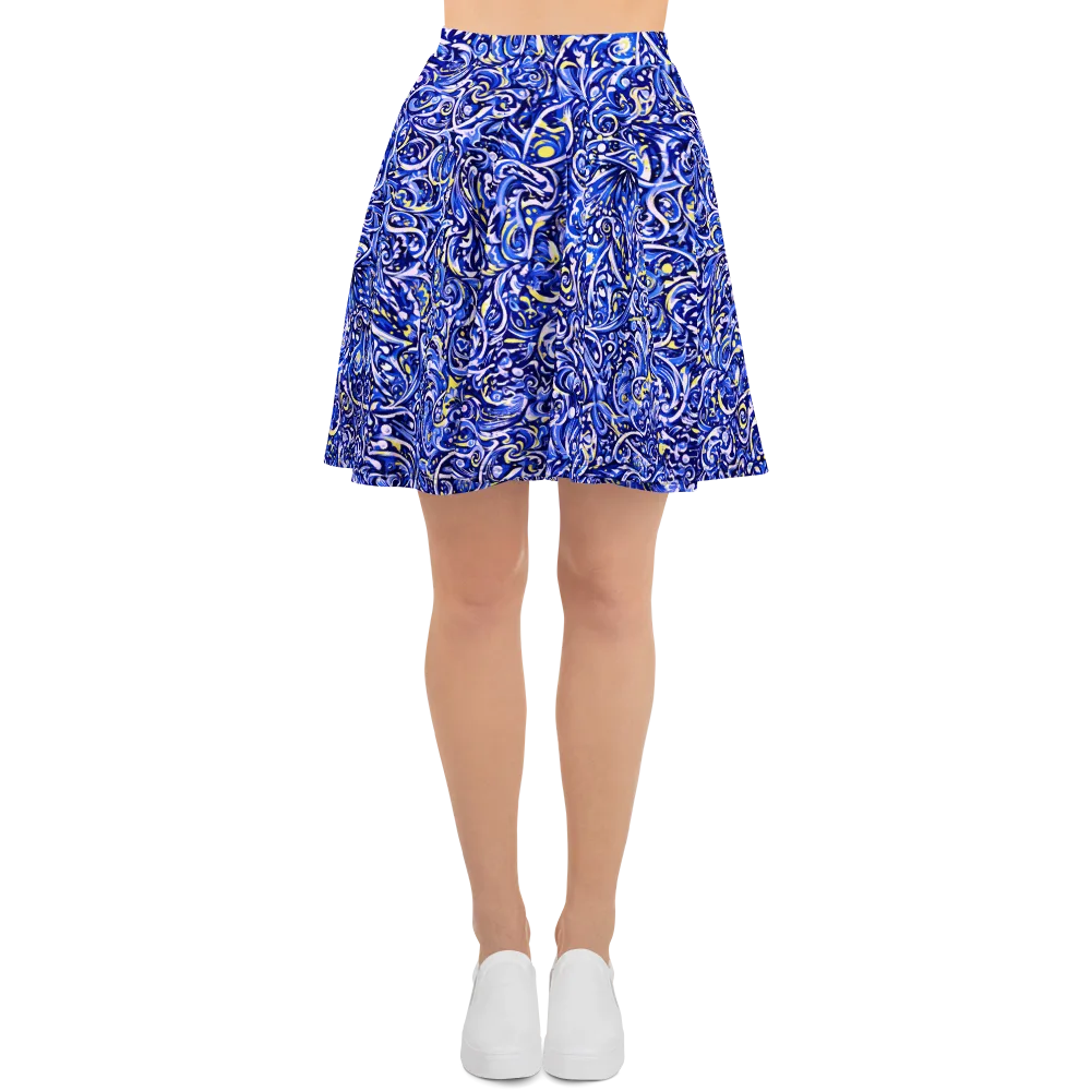 Cobalt Rapture on Skater Skirt — Front