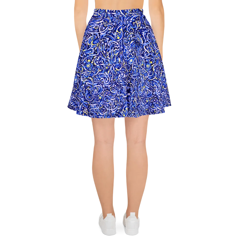 Cobalt Rapture on Skater Skirt — Back