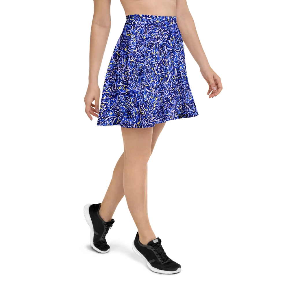 Cobalt Rapture on Skater Skirt — Right