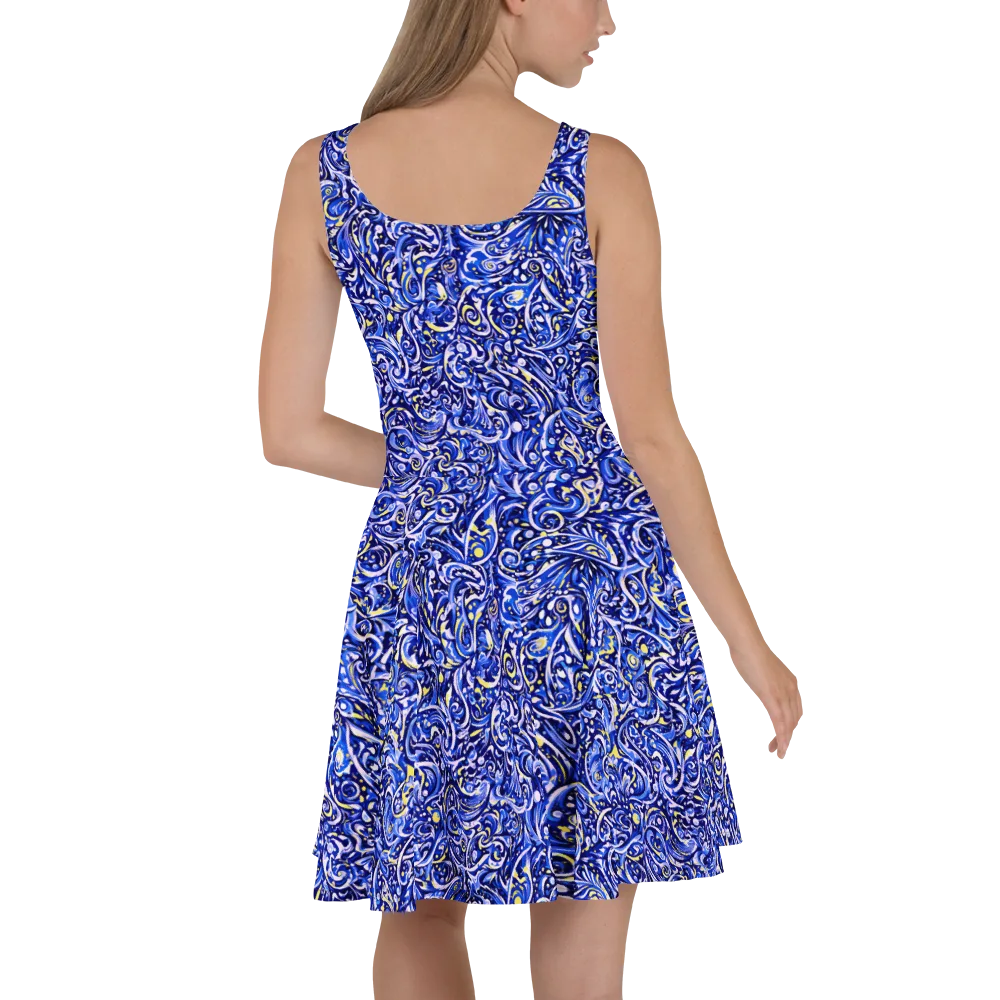 Cobalt Rapture on Skater Dress — Back