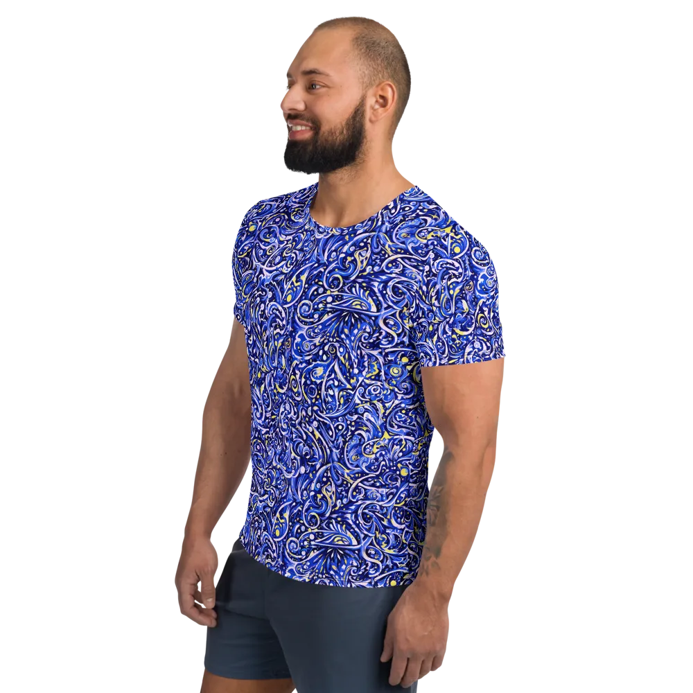 Cobalt Rapture on Men's Athletic T-Shirt — Left