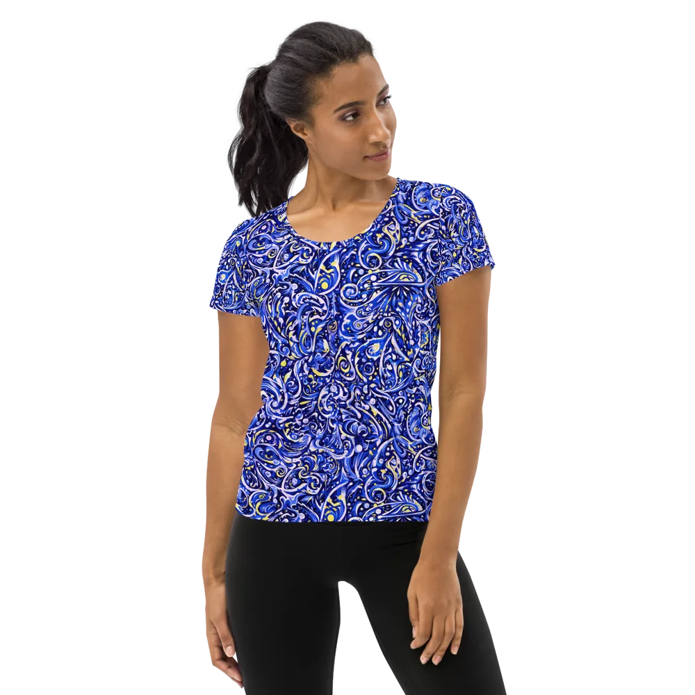 Cobalt Rapture on Women's Athletic T-Shirt — Front
