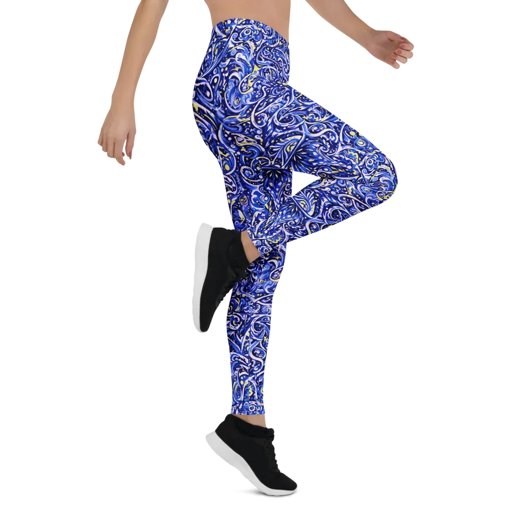 Cobalt Rapture on Leggings — Right