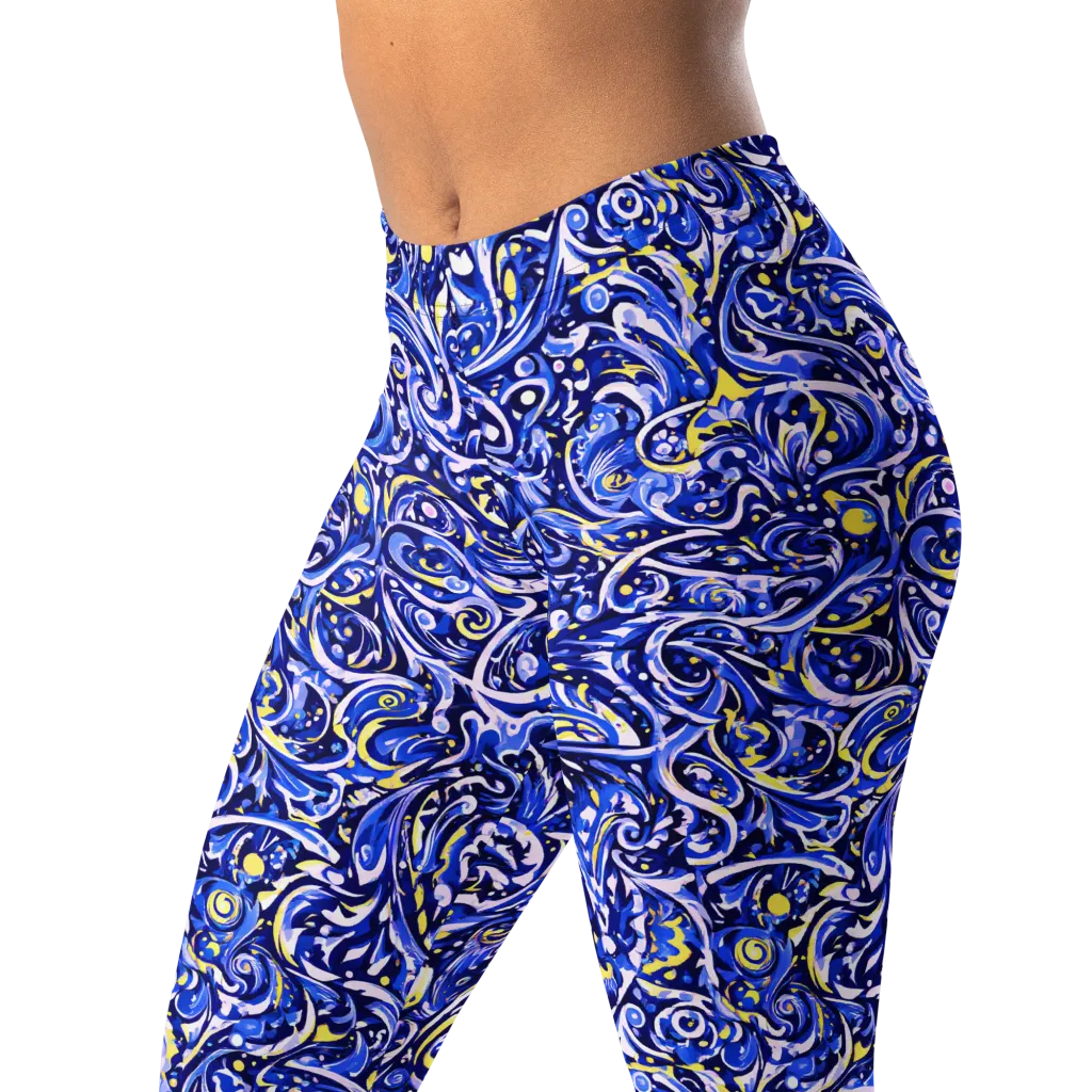Cobalt Rapture on Leggings — Left Front
