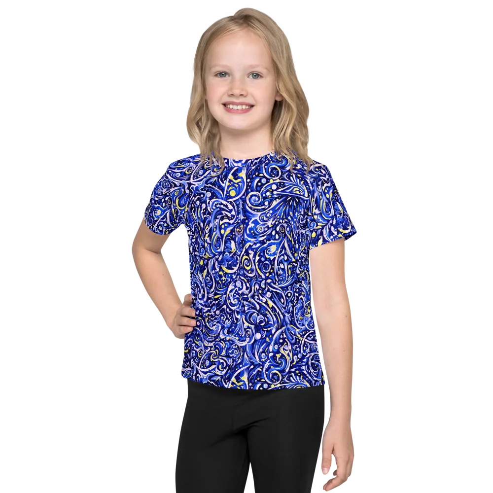 Cobalt Rapture on Kids Crew Neck T-Shirt — Front