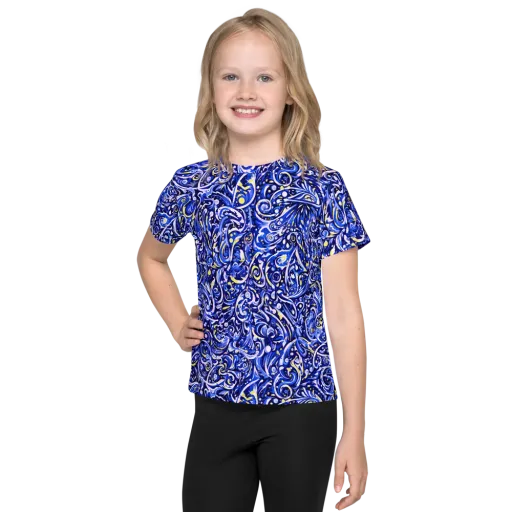 Cobalt Rapture on a Kids Crew Neck T-Shirt