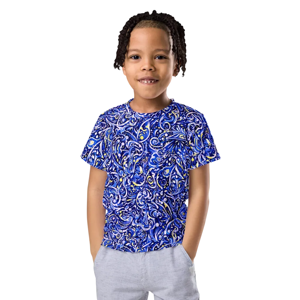Cobalt Rapture on Kids Crew Neck T-Shirt — Front