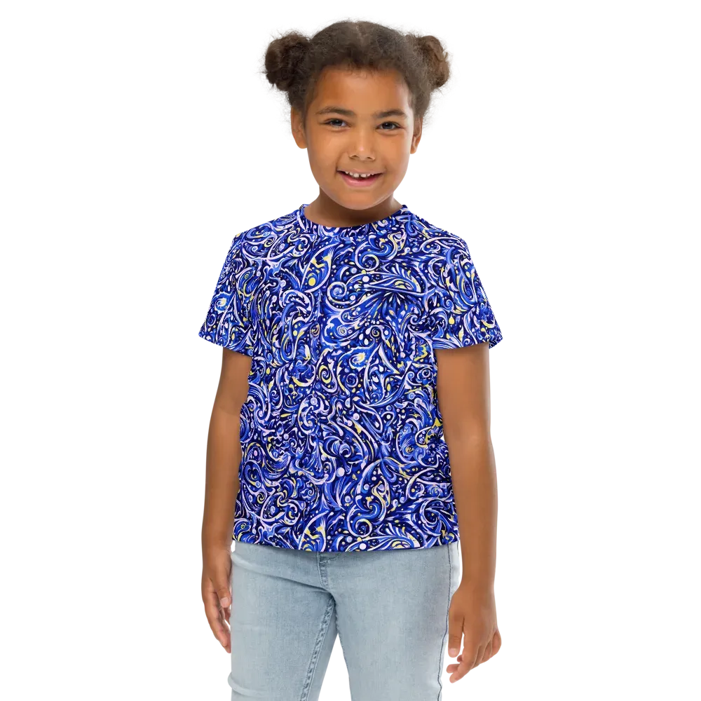 Cobalt Rapture on Kids Crew Neck T-Shirt — Front
