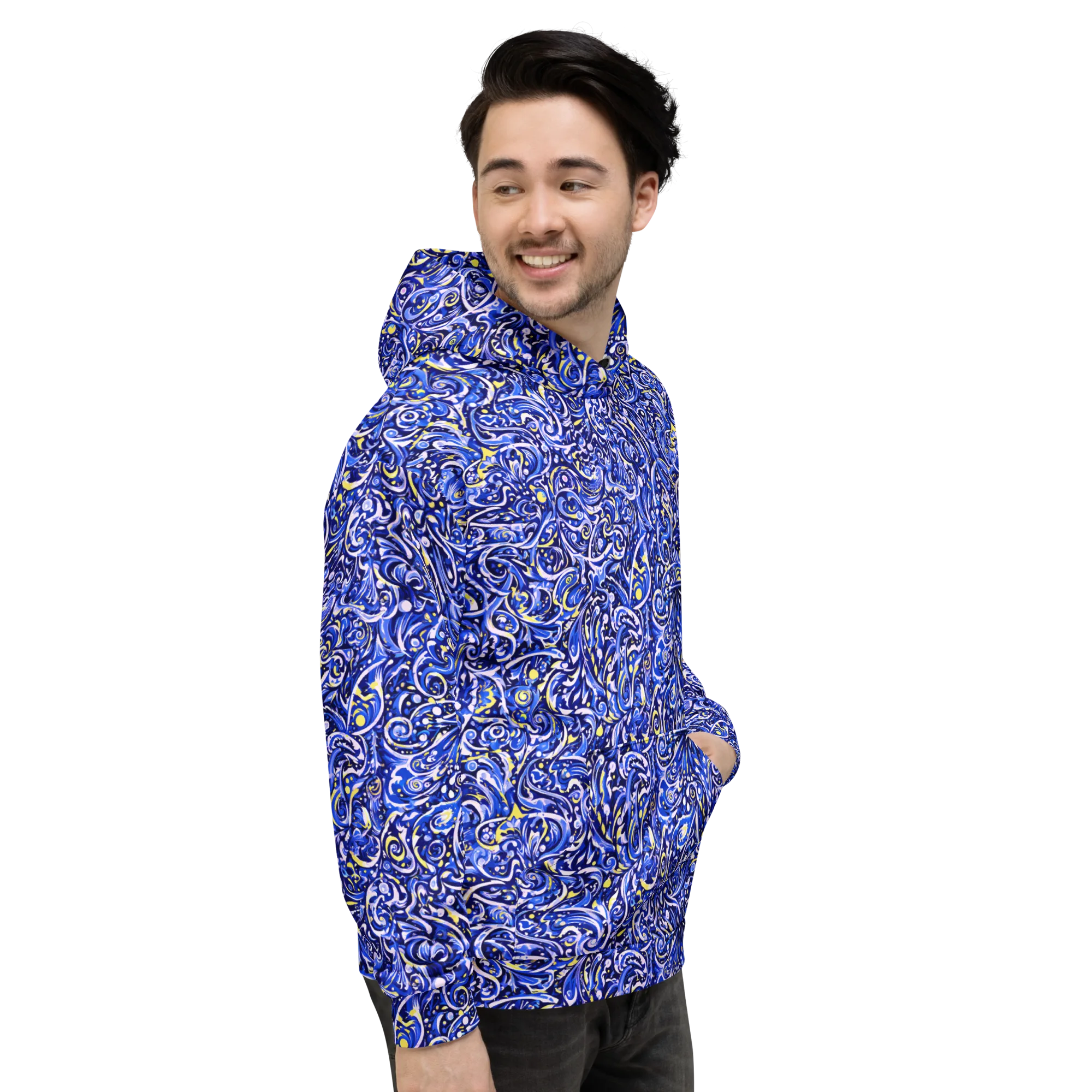 Cobalt Rapture on Hoodie — Right