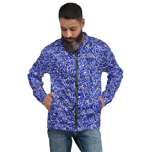 Cobalt Rapture on a Bomber Jacket