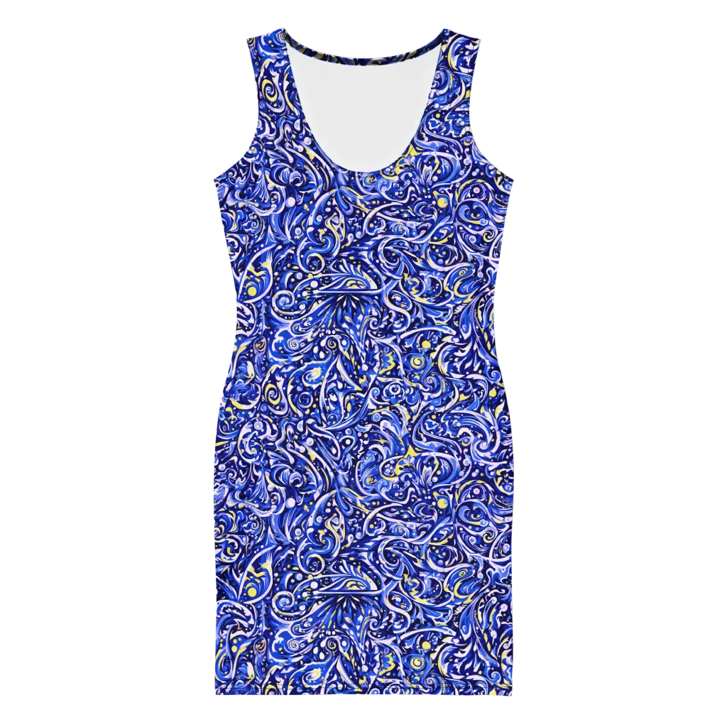 Cobalt Rapture on Bodycon Dress — Front