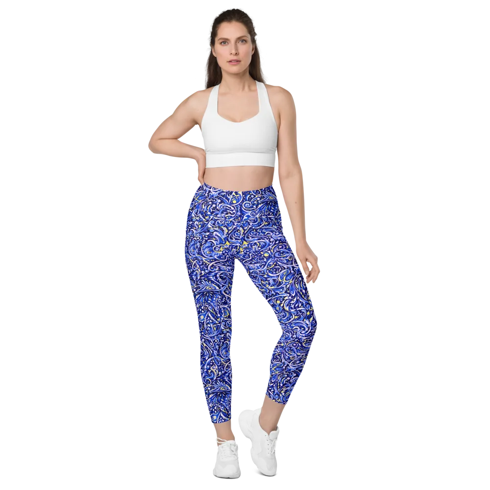 Cobalt Rapture on Leggings with Pockets — Front