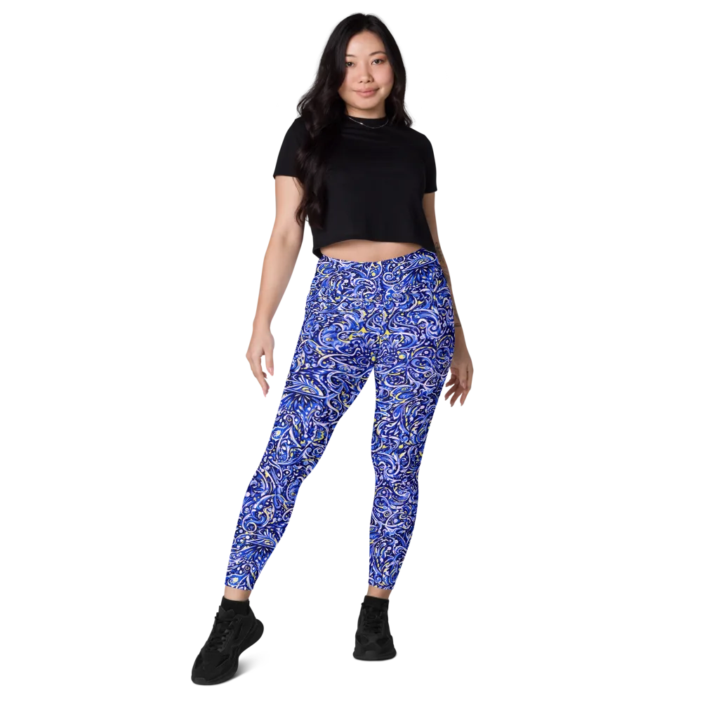 Cobalt Rapture on Leggings with Pockets — Front